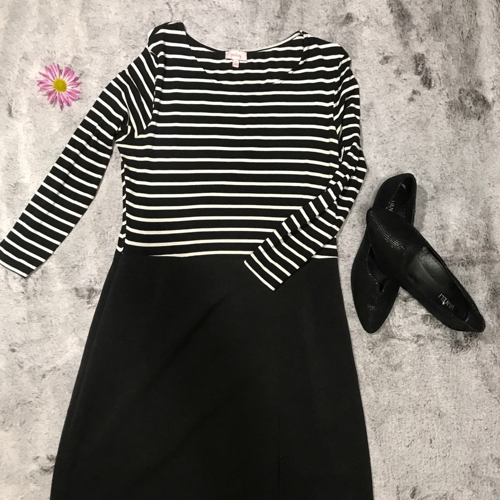 Black and white stripped business dress